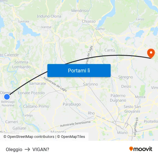 Oleggio to VIGAN? map