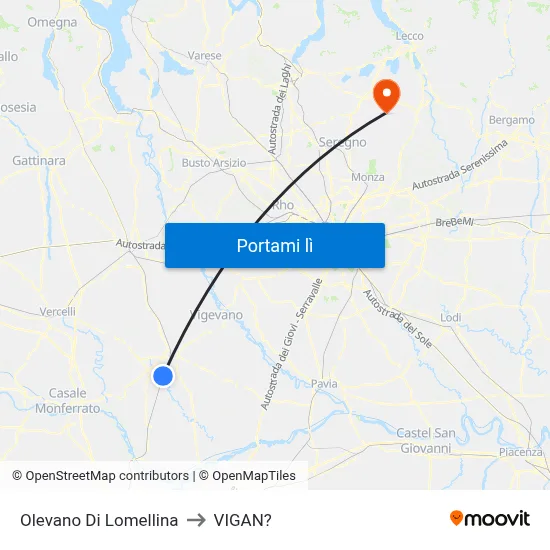 Olevano Di Lomellina to VIGAN? map