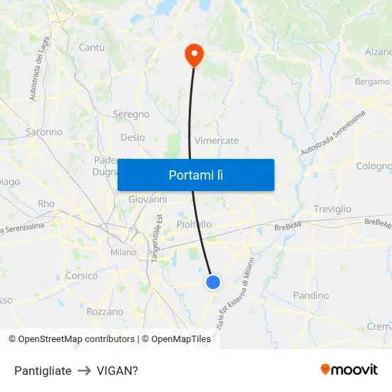 Pantigliate to VIGAN? map