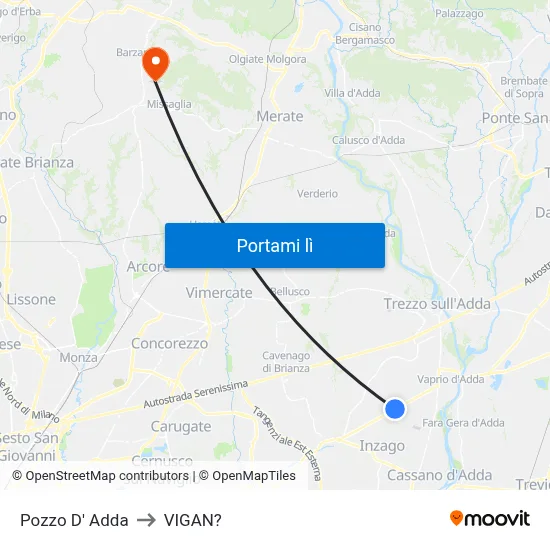 Pozzo D' Adda to VIGAN? map