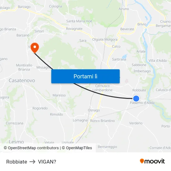 Robbiate to VIGAN? map
