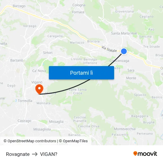 Rovagnate to VIGAN? map