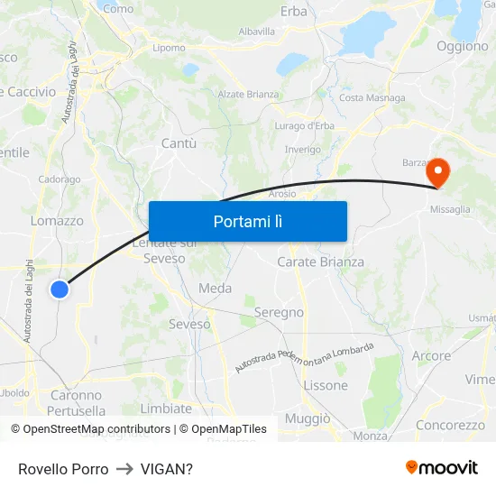 Rovello Porro to VIGAN? map