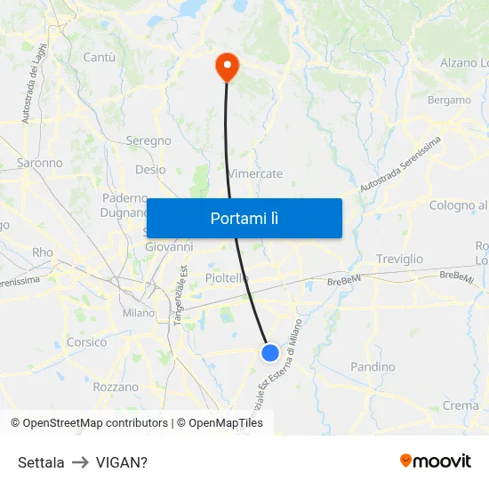 Settala to VIGAN? map
