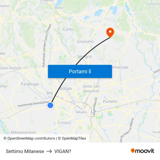 Settimo Milanese to VIGAN? map