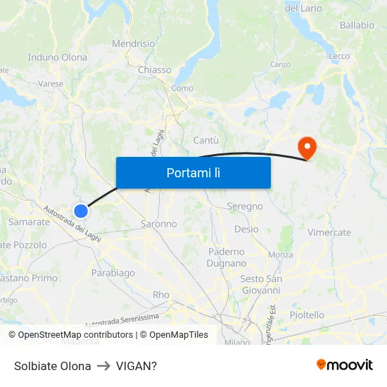 Solbiate Olona to VIGAN? map