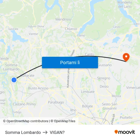 Somma Lombardo to VIGAN? map