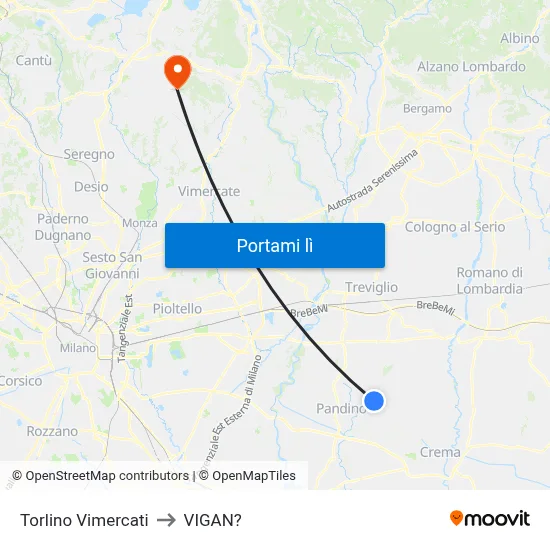 Torlino Vimercati to VIGAN? map