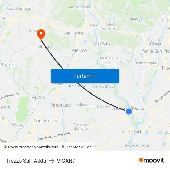 Trezzo Sull' Adda to VIGAN? map