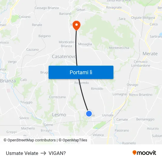 Usmate Velate to VIGAN? map