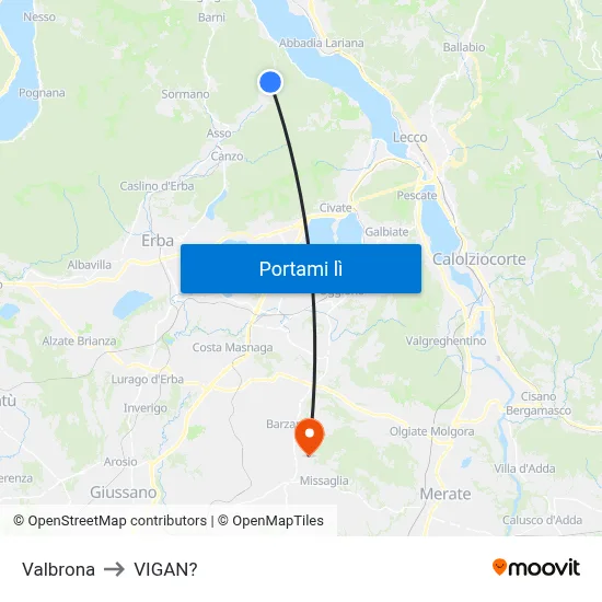 Valbrona to VIGAN? map