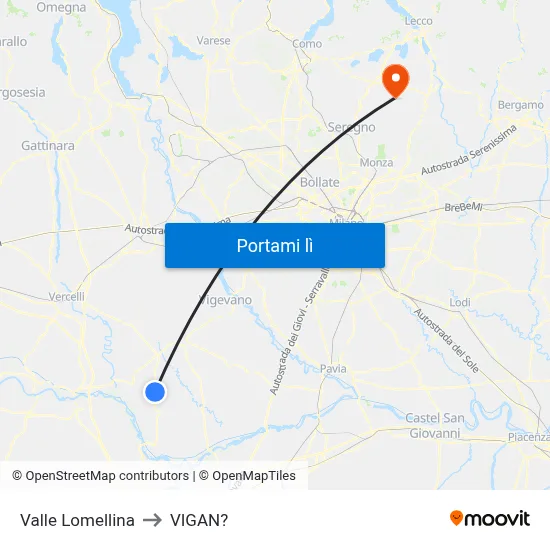 Valle Lomellina to VIGAN? map