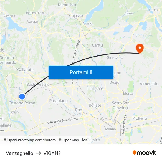 Vanzaghello to VIGAN? map