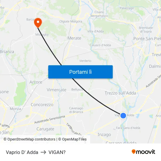 Vaprio D' Adda to VIGAN? map