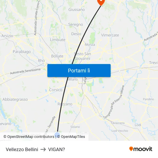 Vellezzo Bellini to VIGAN? map