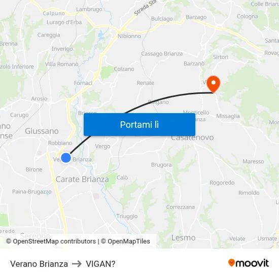 Verano Brianza to VIGAN? map