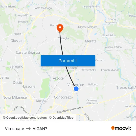Vimercate to VIGAN? map