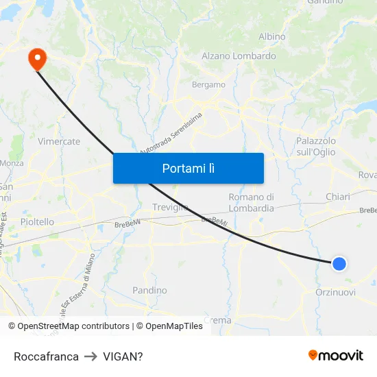 Roccafranca to VIGAN? map