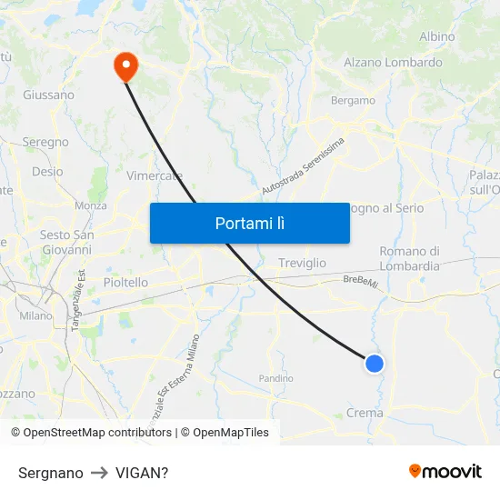 Sergnano to VIGAN? map