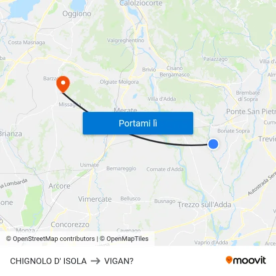 CHIGNOLO D' ISOLA to VIGAN? map