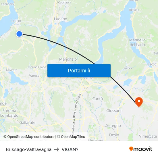 Brissago-Valtravaglia to VIGAN? map