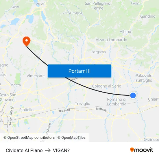 Cividate Al Piano to VIGAN? map