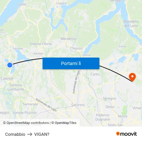 Comabbio to VIGAN? map