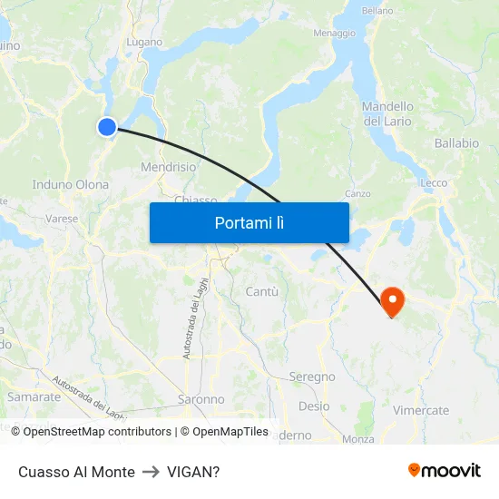 Cuasso Al Monte to VIGAN? map