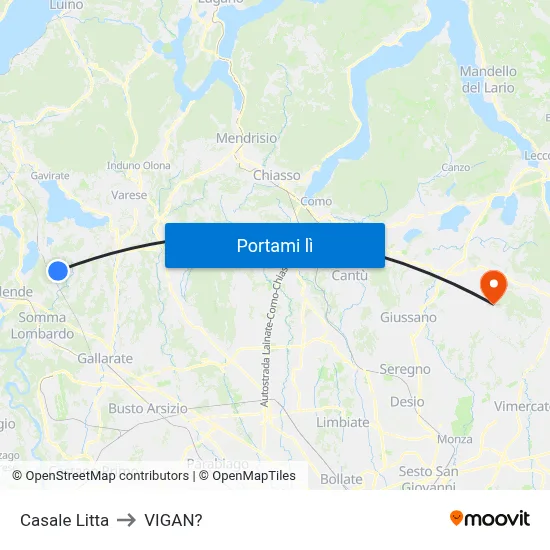 Casale Litta to VIGAN? map