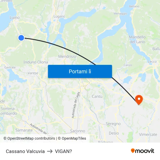 Cassano Valcuvia to VIGAN? map