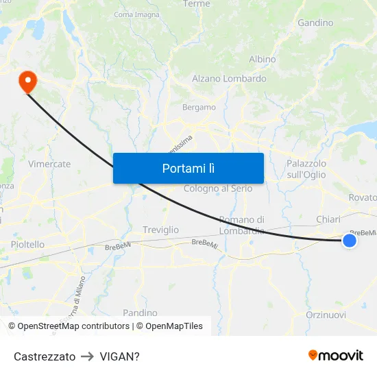 Castrezzato to VIGAN? map
