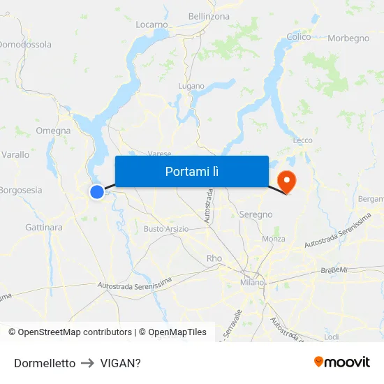 Dormelletto to VIGAN? map