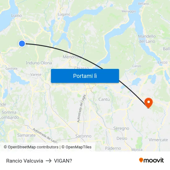 Rancio Valcuvia to VIGAN? map
