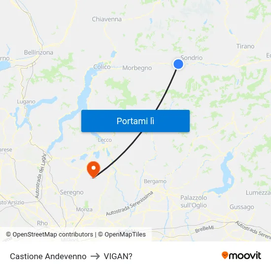 Castione Andevenno to VIGAN? map