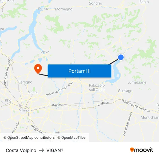 Costa Volpino to VIGAN? map
