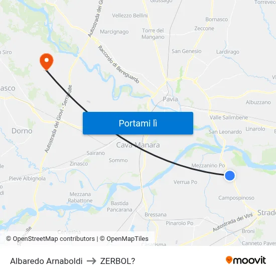 Albaredo Arnaboldi to ZERBOL? map