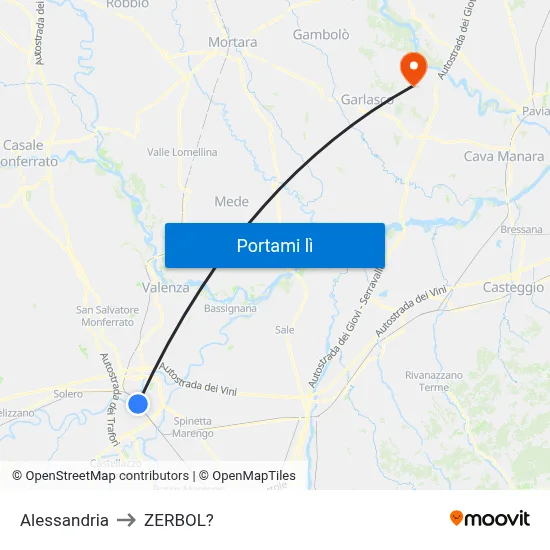Alessandria to ZERBOL? map
