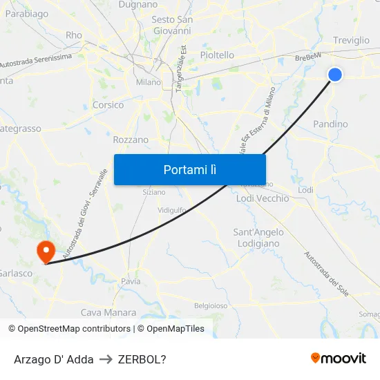 Arzago D' Adda to ZERBOL? map