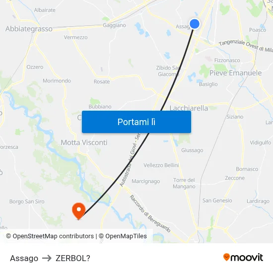 Assago to ZERBOL? map