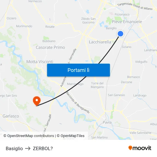 Basiglio to ZERBOL? map