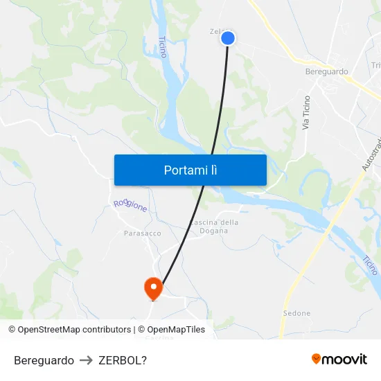 Bereguardo to ZERBOL? map