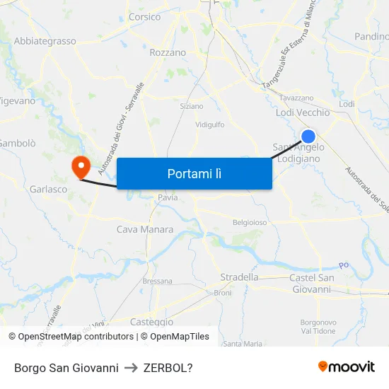 Borgo San Giovanni to ZERBOL? map