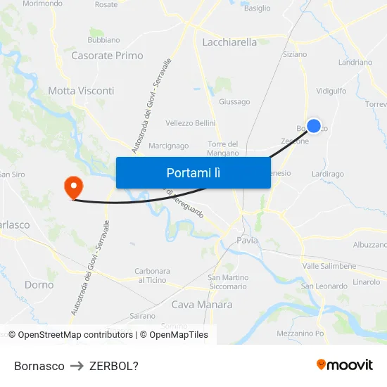 Bornasco to ZERBOL? map