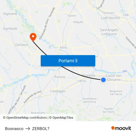 Bosnasco to ZERBOL? map