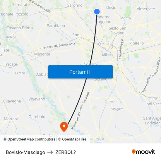Bovisio-Masciago to ZERBOL? map