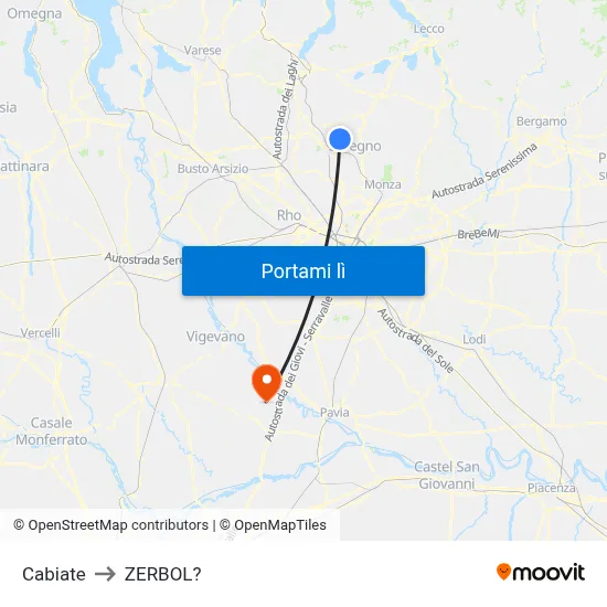 Cabiate to ZERBOL? map