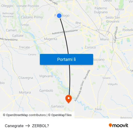 Canegrate to ZERBOL? map