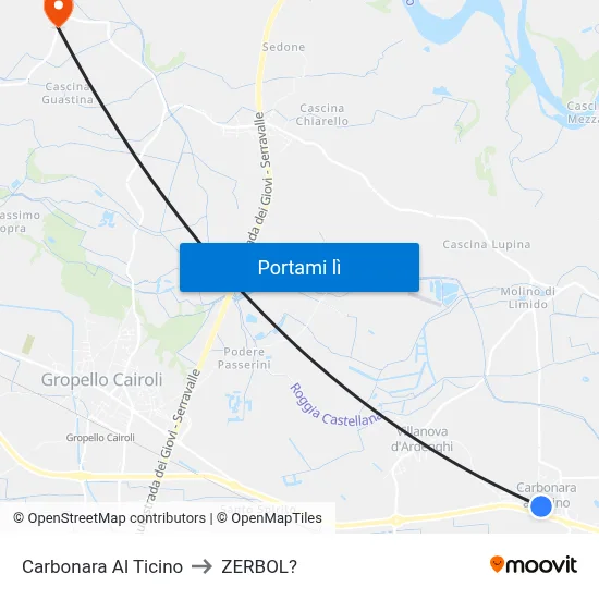 Carbonara Al Ticino to ZERBOL? map