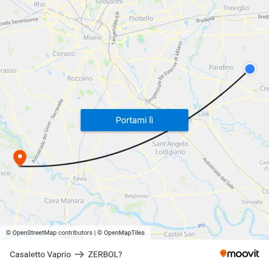 Casaletto Vaprio to ZERBOL? map