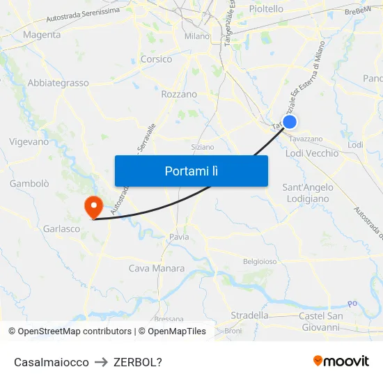 Casalmaiocco to ZERBOL? map